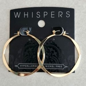 New Whispers gold nickel free hoop earrings